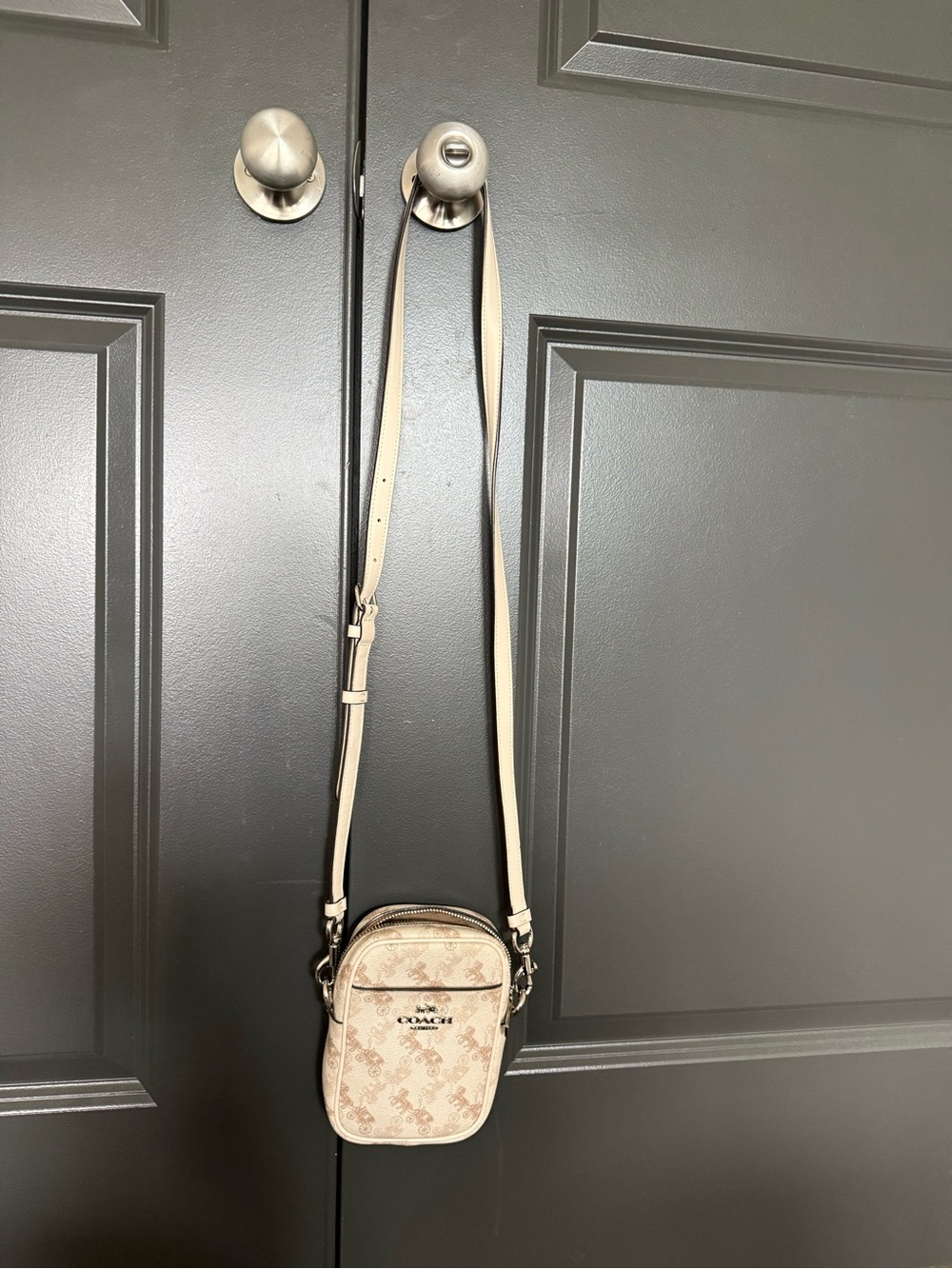 Coach Small Crossbody in Light Beige Signature Print
